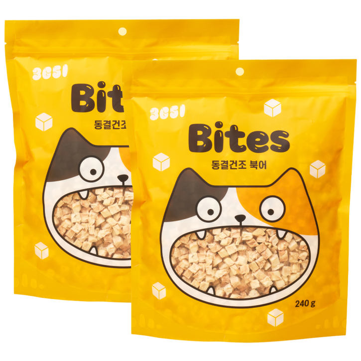 3651 바이츠 동결건조 대용량 고양이 트릿, 북어, 240g, 2개