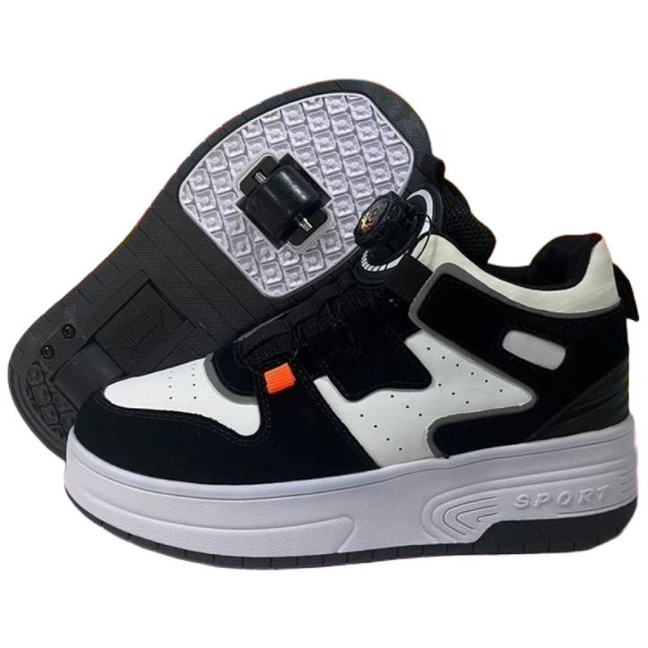 JINPEI 바퀴달린신발 운동화 더블 휠 운동화 변형 휠 남녀공용 운동화 탈착식 휠슈 인라인 스케이트 바퀴달린 신발 간편한 롤러슈즈 운동화 더블휠, 블랙, 1개