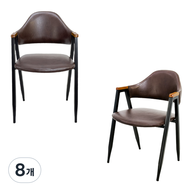 천하퍼니처 비올렛W 인테리어의자 스터디카페 커피숍 업소용의자 식탁의자, 브라운, 8개