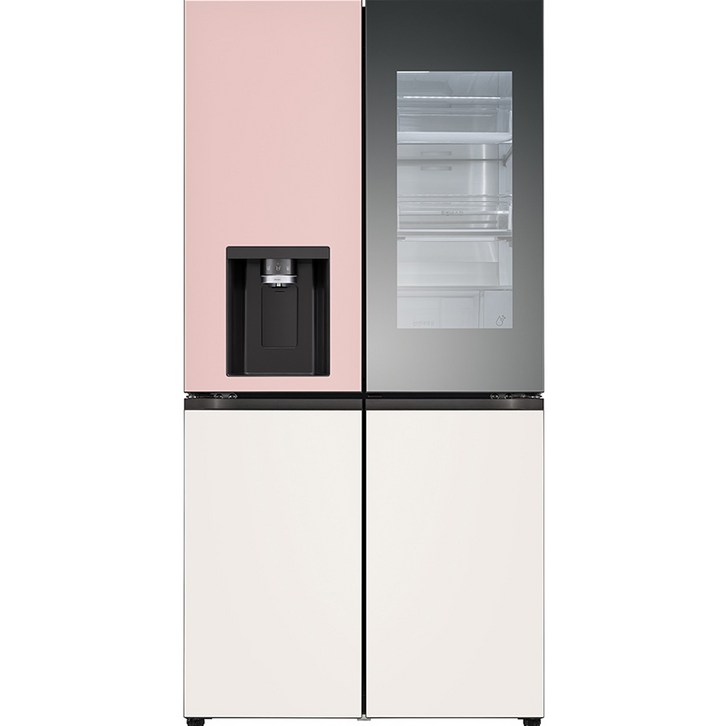 LG전자 오브제컬렉션 얼음정수기 디오스 4도어 냉장고 글라스 820L 방문설치, W823AAA472(W823GPB472S), 핑크(상단), 베이지(하단) - 쇼핑뉴스