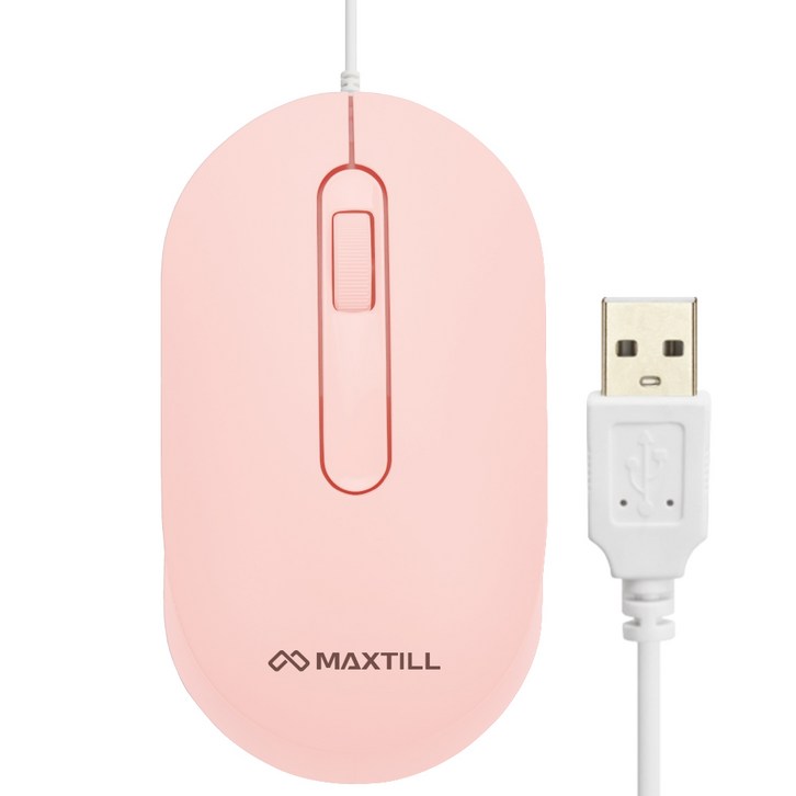 맥스틸 USB 저소음 유선 마우스 MO-M303U, MO-303U, 핑크 - 쇼핑뉴스