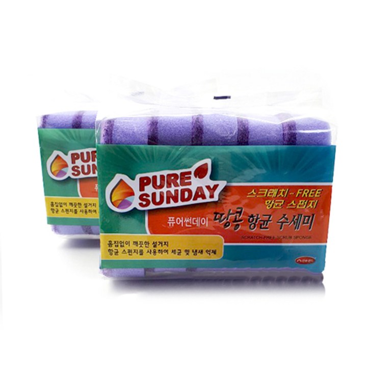 퓨어썬데이 땅콩 항균 스펀지 수세미, 10개, 1세트
