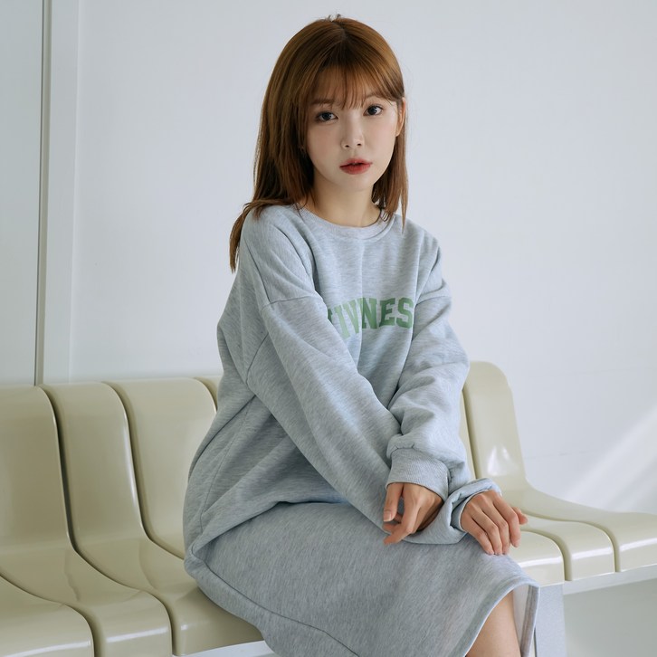 피어니스트 벌룬소매 오버핏 기모 롱 원피스