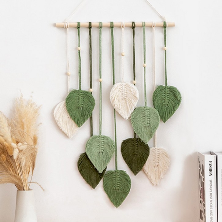 홈플로우 보헤미안 마크라메 나뭇잎 벽장식 태피스트리