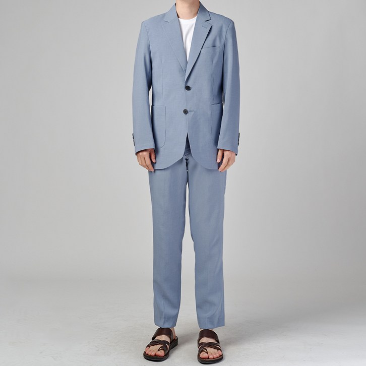 카포넬 남성용 린넨 데일리 아웃포켓 투버튼 수트 세트 CU3007