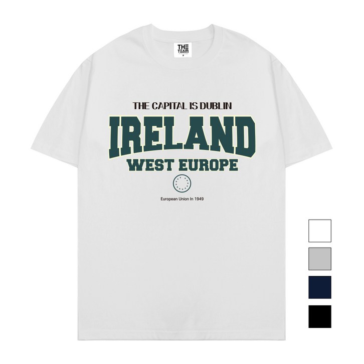 더팀 아일랜드 남여공용 빅사이즈 20수 반팔 프린트 티셔츠 4컬러 - 투데이밈