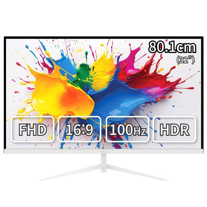 뷰싱크 32인치 FHD 슬림베젤 100Hz 화이트 모니터 게이밍 사무용 멀티 하이브리드, VSO321F 무결점, 80cm