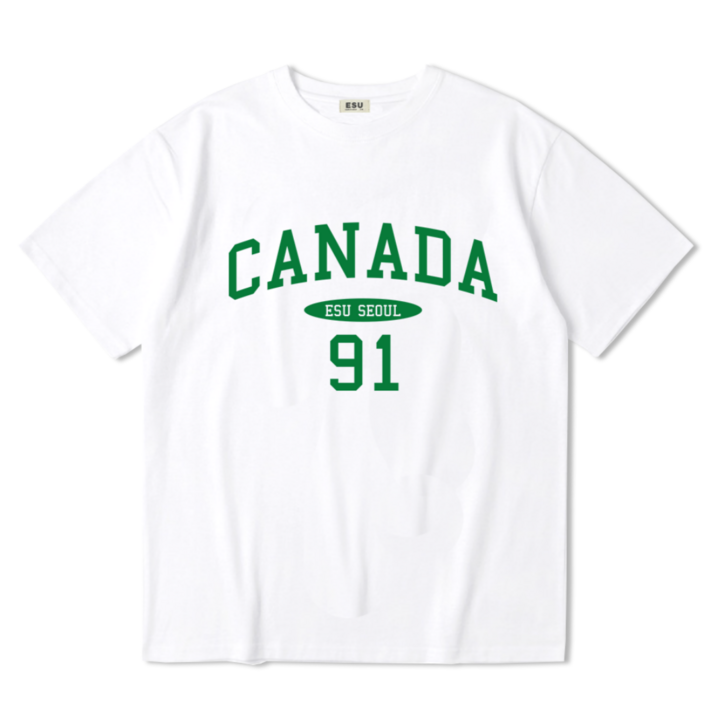 ESU 남녀공용 캐나다 반팔티 대학 미국 CANADA 캐쥬얼 티셔츠 - 쇼핑뉴스