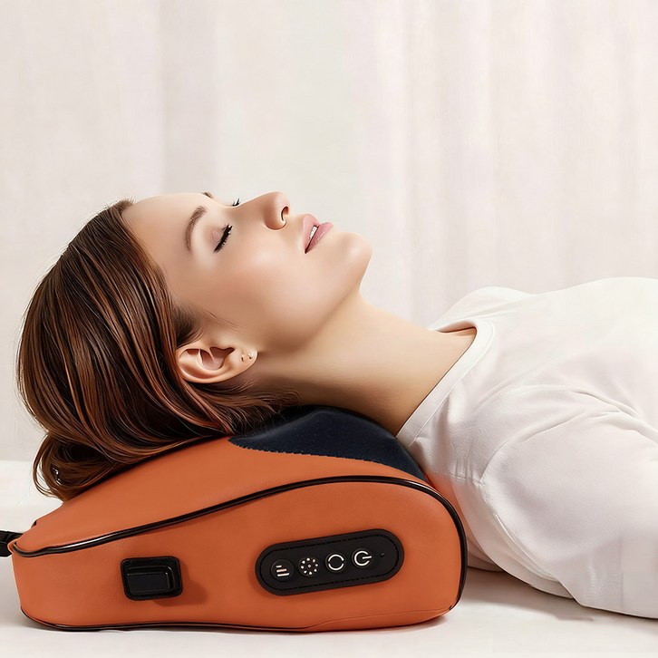 BOMIDI 보미디 무선 온열 마사지기 목 어깨 등 허리 마사지기 쿠션형 마사지베개 안마기 MP1 PRO, 오렌지