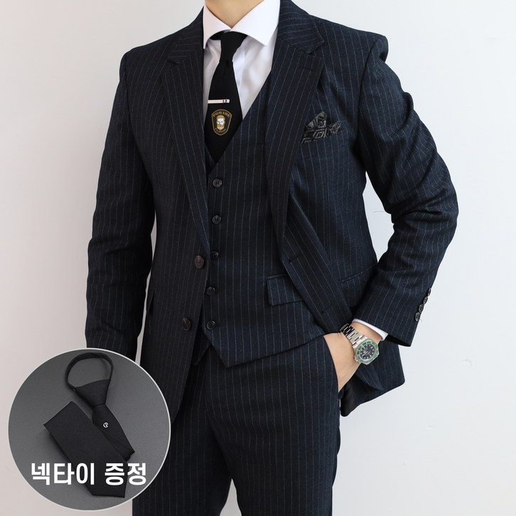 슬림핏정장 3피스 네이버 스트라이프 슬림핏 맞춤정장 남성정장 웨딩촬영 빅사이즈정장 베스트정장 가을 겨울