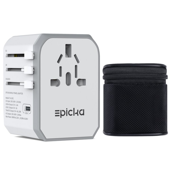 Epicka 해외 여행용 멀티 어댑터 TA105C, 1개 Epicka 해외 여행용 멀티 어댑터 TA105C, 1개