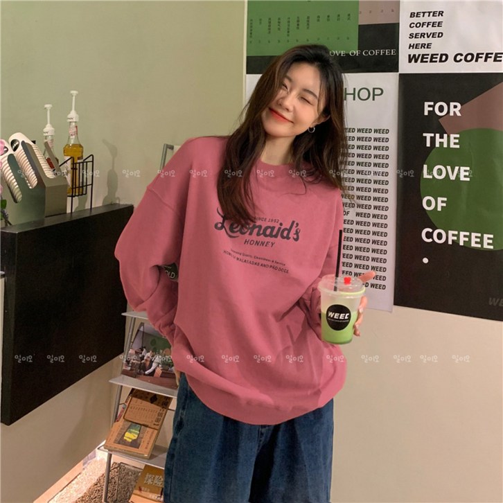 특가한정일이오 여성 심플 레터링 오버핏 맨투맨 특가한정일이오 여성 심플 레터링 오버핏 맨투맨