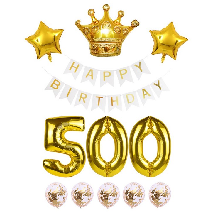 생일 가랜드 대형 숫자풍선 생일파티 화이트 세트 리본 왕관 하트 스타 은박풍선 파티용품 에브리띵스마일 1223, 1세트, 화이트 500