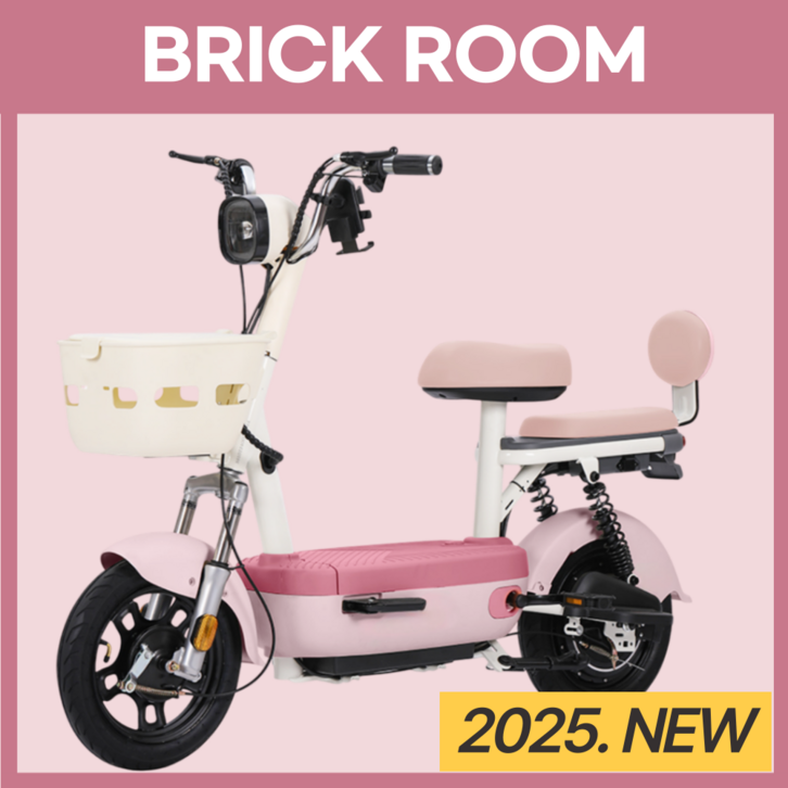 BRICKROOM 전기자전거 출퇴근 전동 스쿠터 2인용 팻바이크 자토바이, 핑크, 스틸 BRICKROOM 전기자전거 출퇴근 전동 스쿠터 2인용 팻바이크 자토바이, 핑크, 스틸