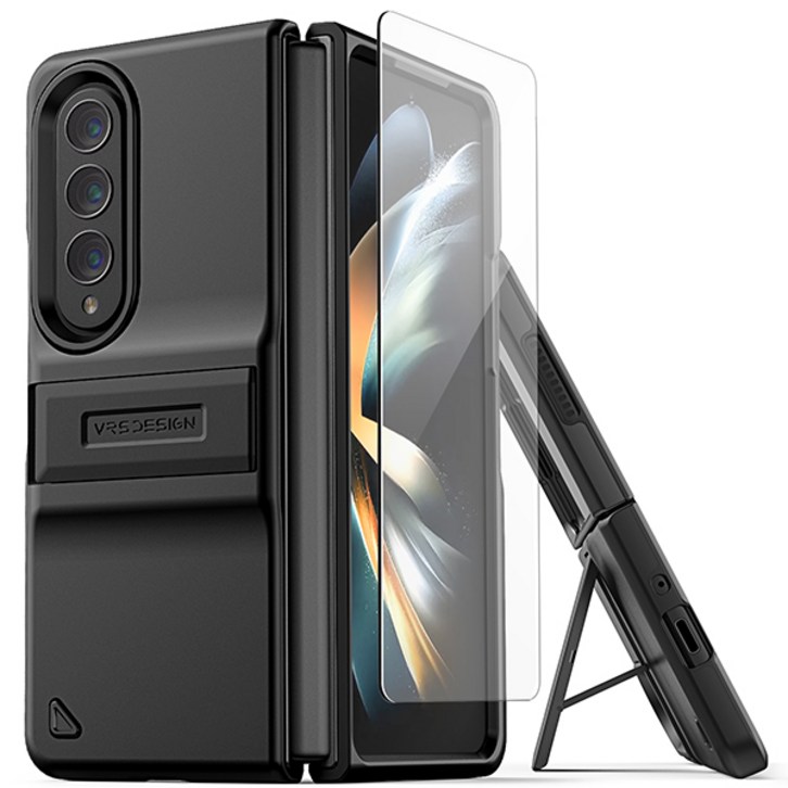 베루스 갤럭시Z폴드4 원터치 거치대 이중 범퍼 하드 휴대폰 케이스 퀵스탠드모던 + 전면 액정보호필름 1매
