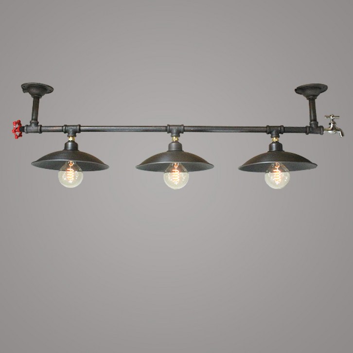 미도라이팅 범블비3등직부 브론즈 수도파이프조명 식탁등 주방등 까페조명 매장조명 팬던트조명, LED에디슨 볼램프5W전구색3