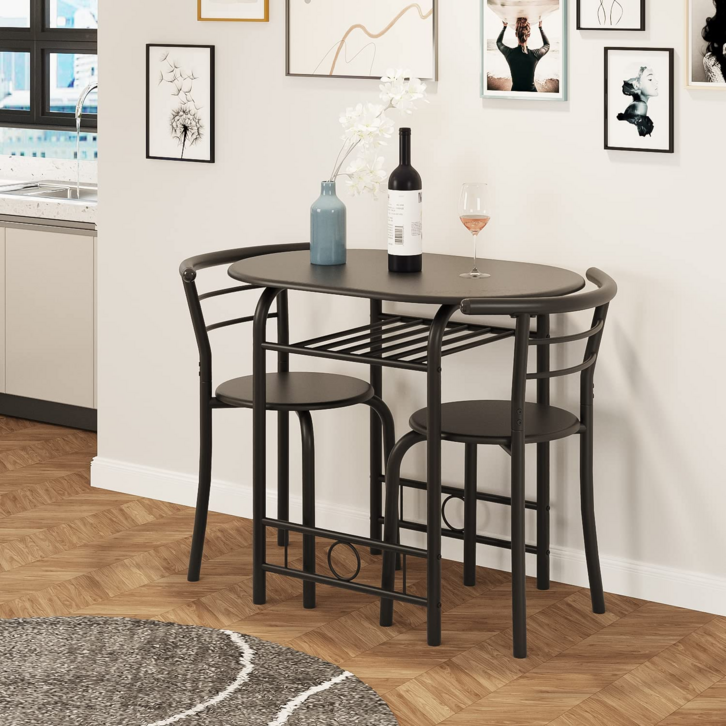 Homall 2인용 커플 식탁 세트 의자2개+테이블1개입 직접조립, 블랙