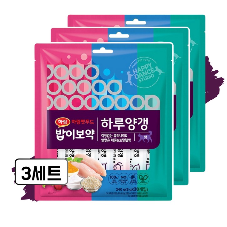 하림펫푸드 밥이보약 짜먹는 고양이 간식, 유리너리체중토탈웰빙, 240g, 3세트