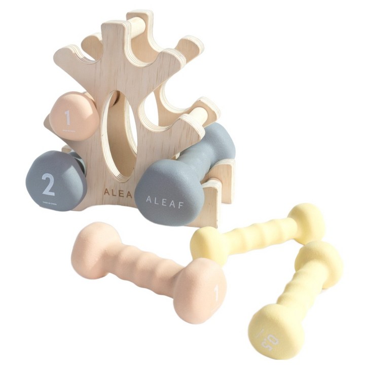 아리프 코지 덤벨 6p  우든 거치대 세트