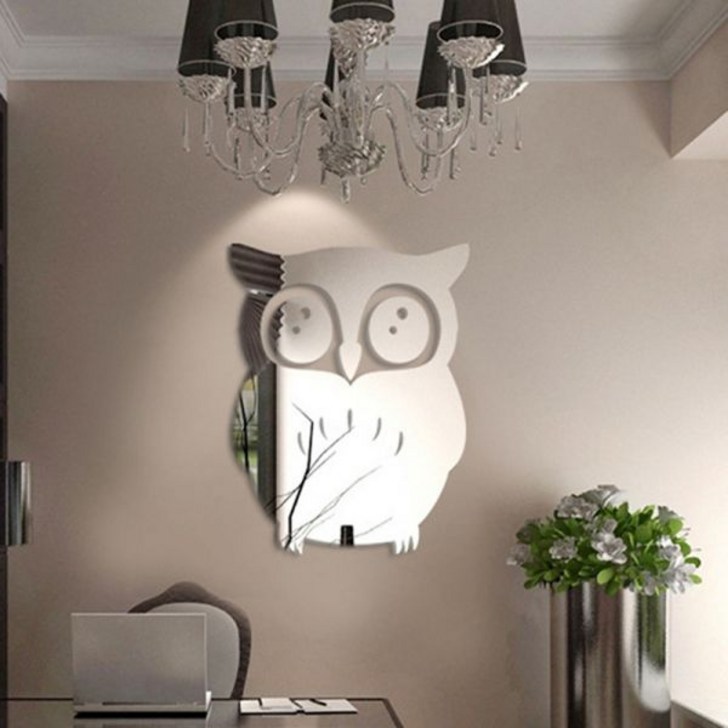 붙이는거울 아크릴 거실 욕실 디자인 장식 거울 올빼미 벽 스티커 미적 방 Espejos Decorativos