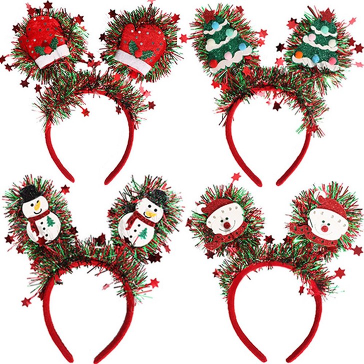 루이스 크리스마스 머리띠 홈파티 고급머리띠 4종세트, 4개, 혼합색