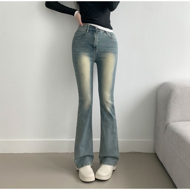 부기샵 델런 히든밴딩 부츠컷 데님 팬츠