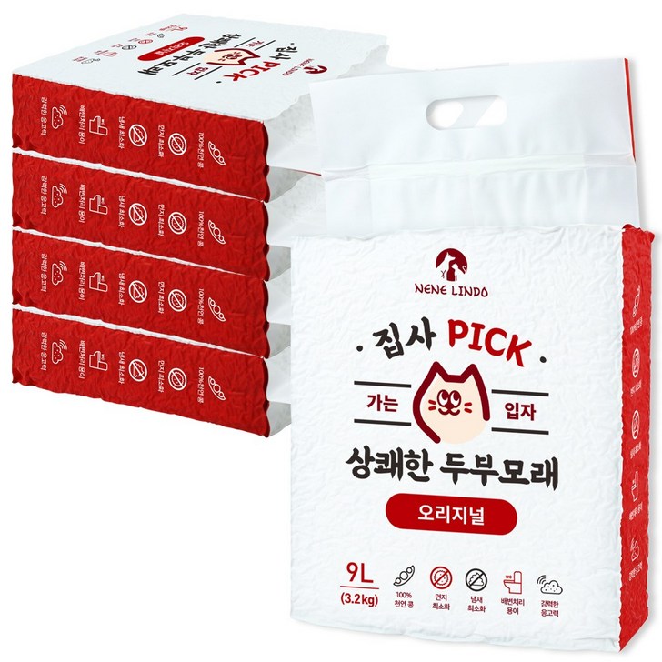 네네린도 고양이 집사픽 상쾌한 대용량 두부모래 가는입자 네네린도 고양이 집사픽 상쾌한 대용량 두부모래 가는입자