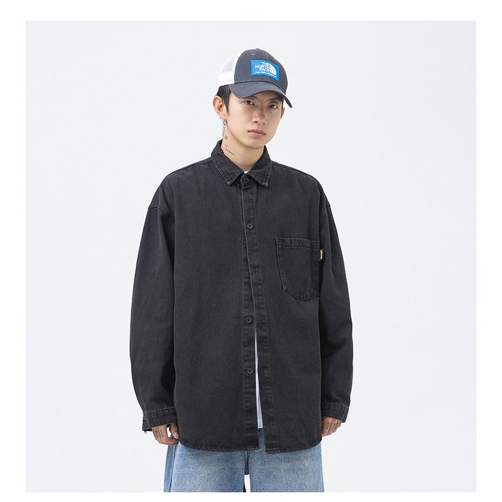유루 남녀공용 클래식 데님 셔츠  J3592