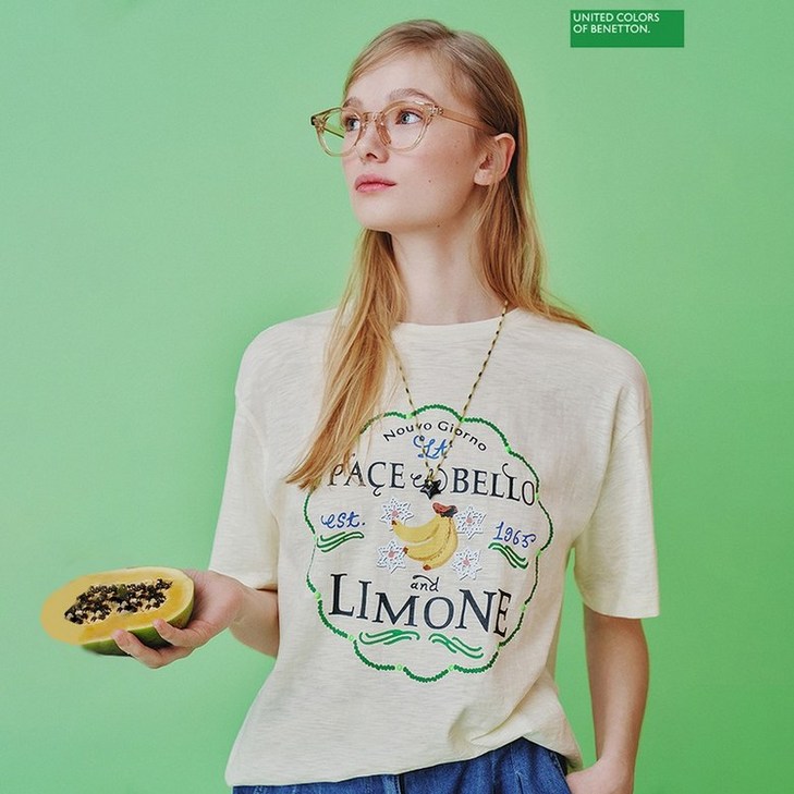 베네통 아울렛 슬럽 티셔츠 BATSA7531 219232