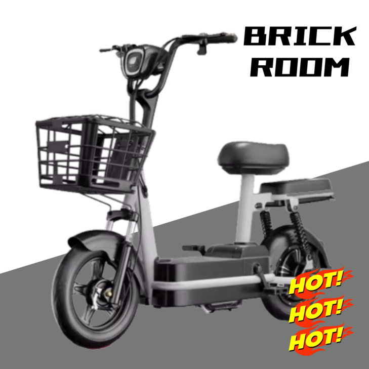 BRICKROOM 전동 스쿠터 자토바이 전기 팻바이크 2인용 출퇴근 자전거 배터리 분리형, 블랙 BRICKROOM 전동 스쿠터 자토바이 전기 팻바이크 2인용 출퇴근 자전거 배터리 분리형, 블랙