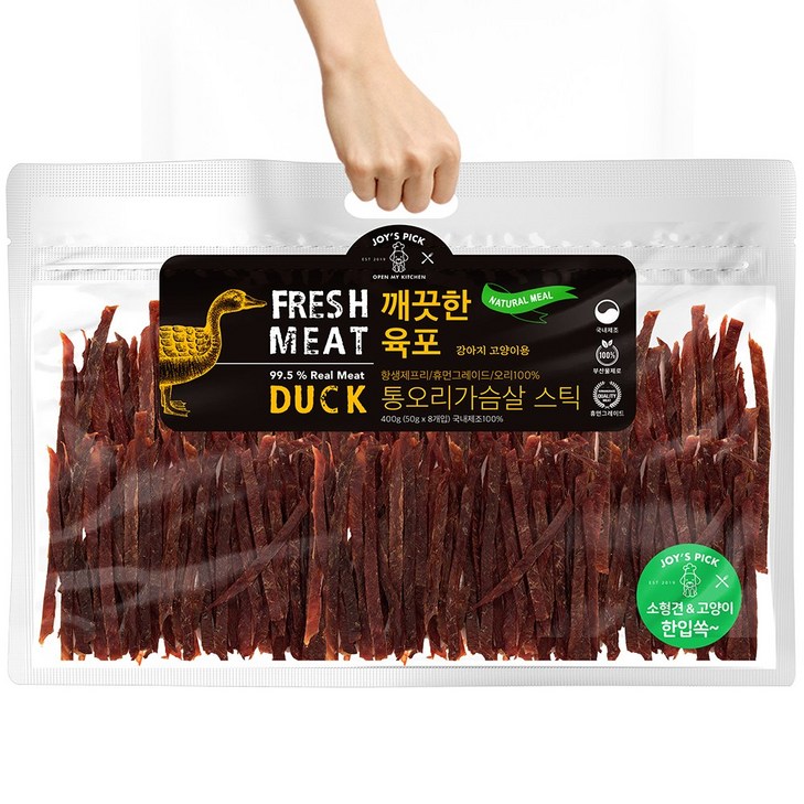 조이스픽 깨끗한 육포 통가슴살오리 스틱 400g, 통오리가슴살, 400g, 1개