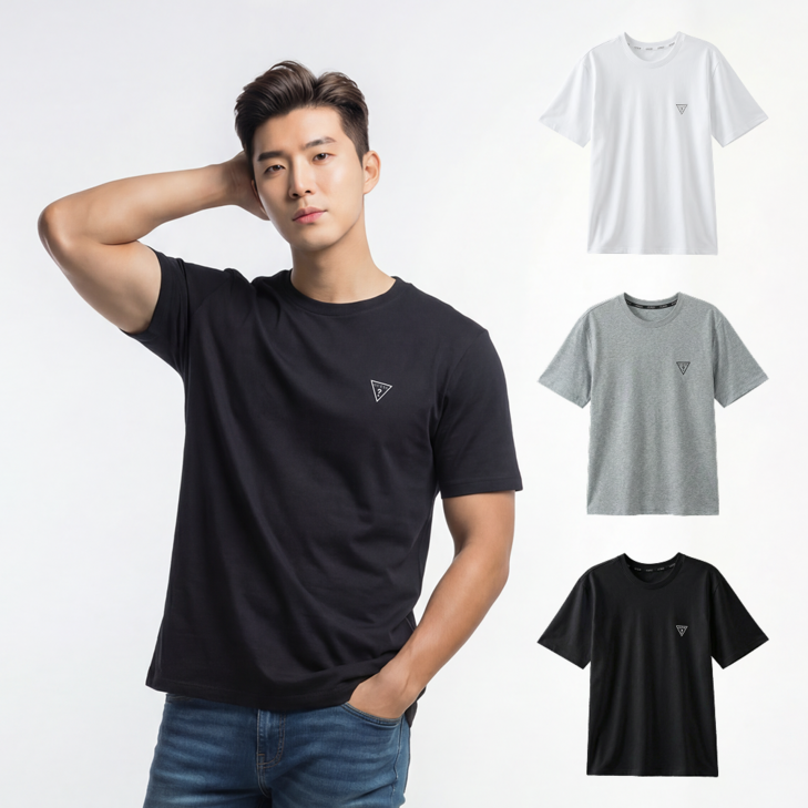 게스 반팔티 남성 면티 3매 매장 정품