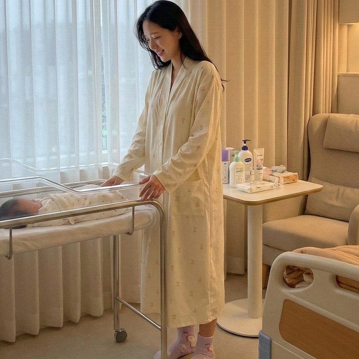 당일출고 수엠W 임산부 수유원피스 출산전후 조리원복 파자마 롱원피스 홈웨어 B080 올데이수유원피스