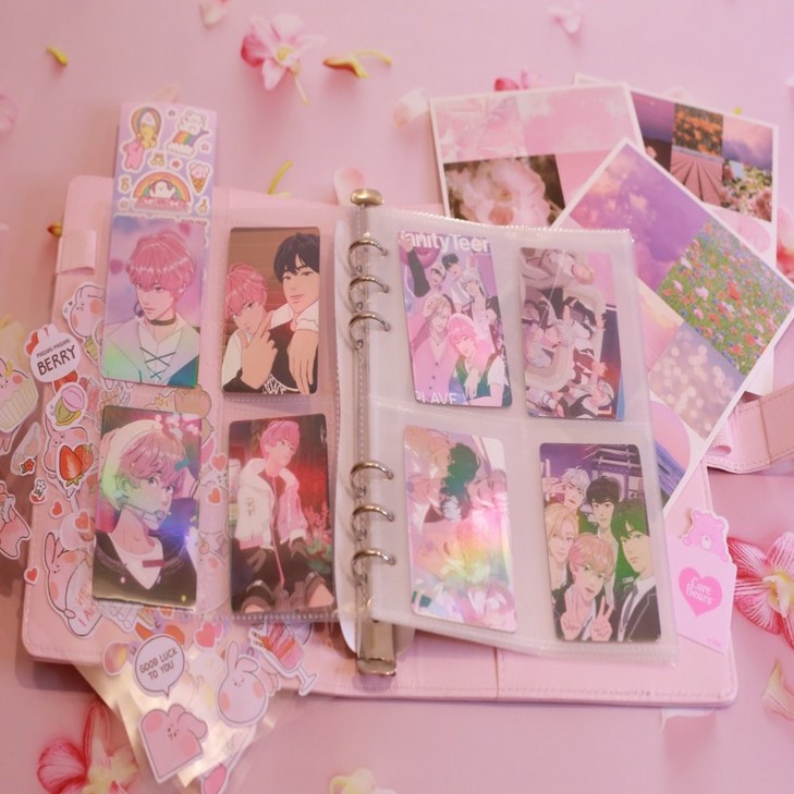 앙이네 하우스 6공 포카바인더 A5 4칸 양면속지 다이어리 포토카드 앨범, 블랙