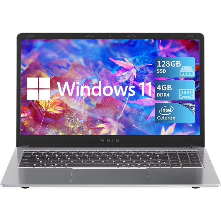 SGIN 노트북 15.6 DDR4 4G SSD 128G 사무용 대학생 회색, WIN11 Home, grey, 128GB, M15N, 4GB