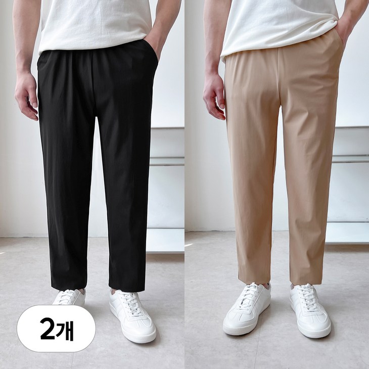 어나더디 남성용 링클프리 9부 밴딩바지 아이스 남성 슬랙스 쿨 팬츠 2장 세트