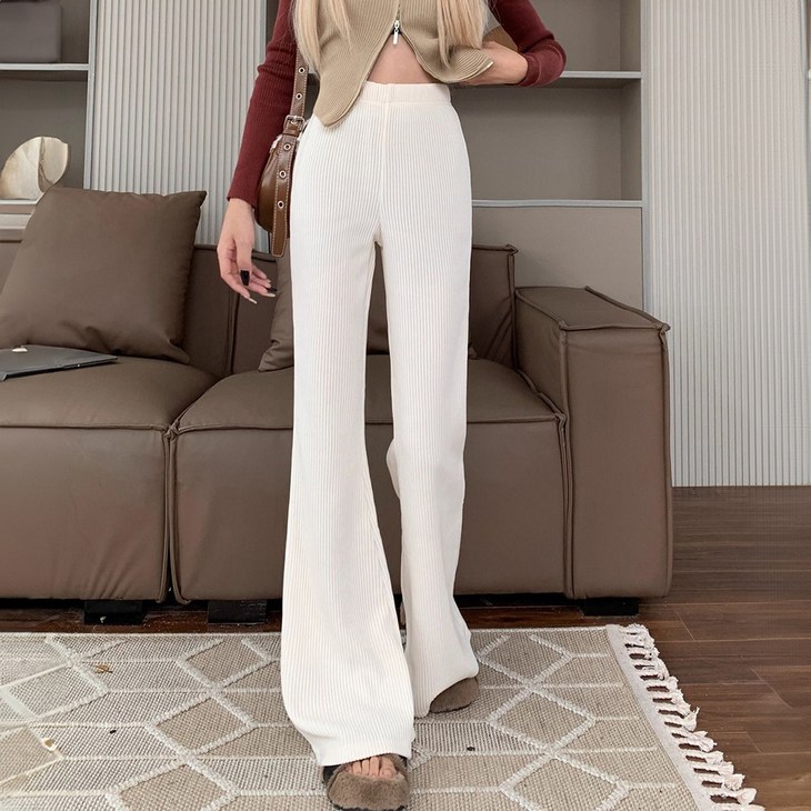 메이첼 여성용 드롭 코듀로이 밴딩 세미 부츠컷 팬츠 11175