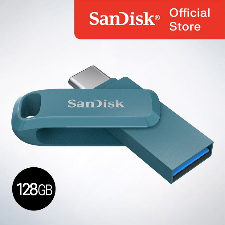샌디스크코리아 공식인증정품 USB 메모리 Ultra Dual Go 울트라 듀얼 고 TypeC OTG  SDDDC3 128GB  나바지오블루