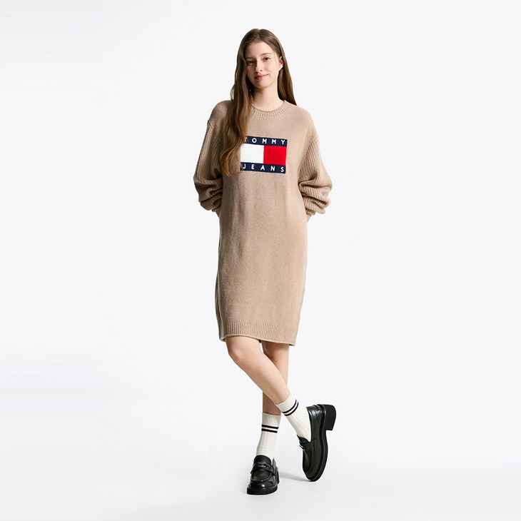 타미힐피거 플래그 스웨터 원피스 T32F7WOP15TWT1GUQ