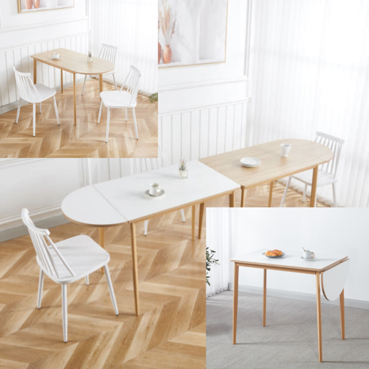 무료배송 이케아 확장형 반원 접이식 폴딩테이블 화이트 네츄럴