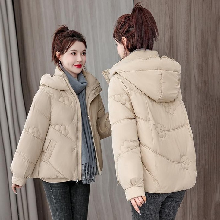 ORZQU 겨울 여성 캐주얼 루즈핏 트렌디한 숏 후드 집업 점퍼형 패딩 코트