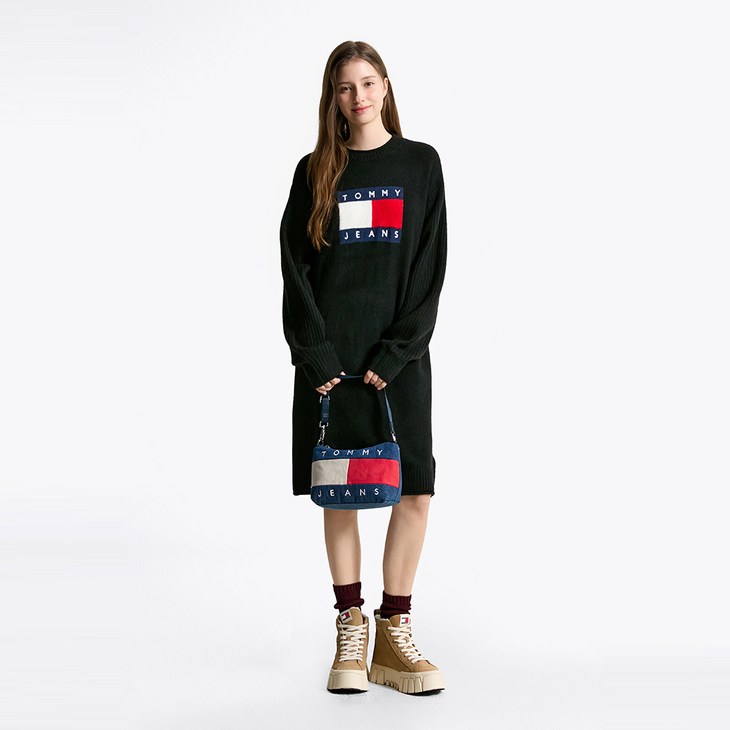 타미힐피거 플래그 스웨터 원피스 T32F7WOP15TWT1HEV