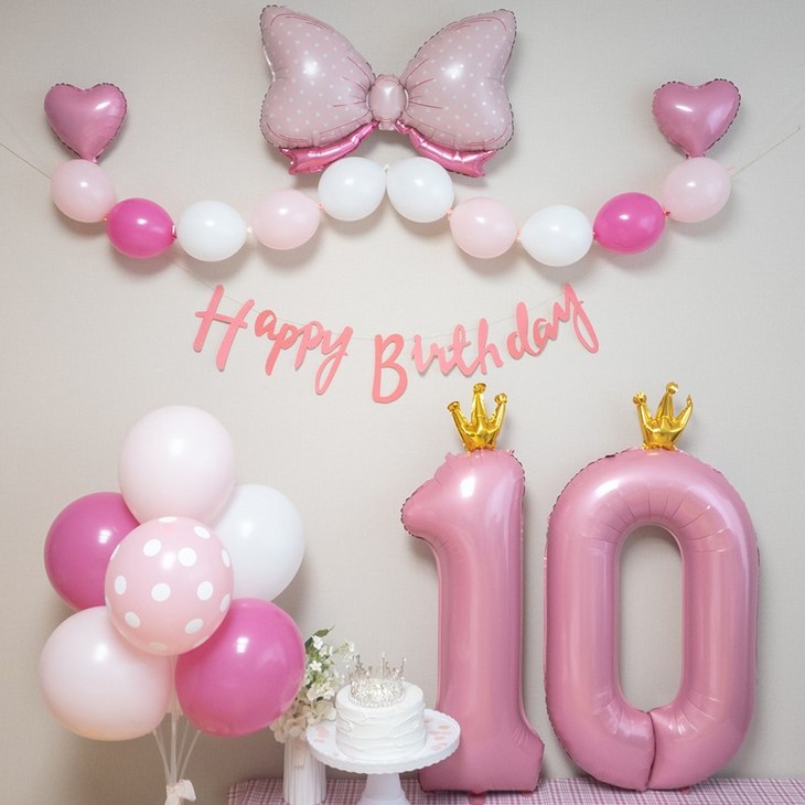 연지마켓 생일풍선 생일파티용품 리본풍선 숫자세트