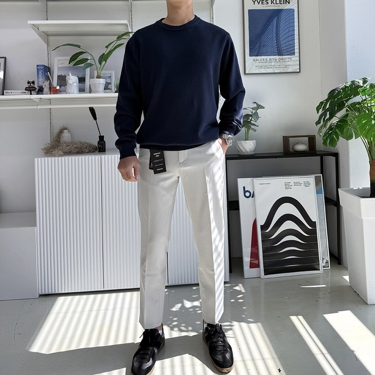 드몽 남성 프리미엄 스판 기본 뒷밴딩 슬랙스 바지