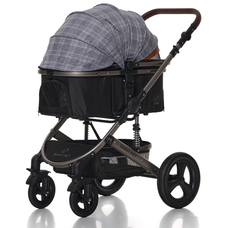 세인트펫 강아지유모차 중,소형견 30.5cm 대형바퀴 에버메이트 프라임, 3. 체크패턴 그레이블랙
