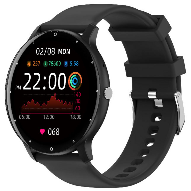 NEW 페블스 스마트워치 블랙 한글판 만보기 전화통화 가능 혈압 심박수 블루투스, 블랙, 4.57cm, 블루투스