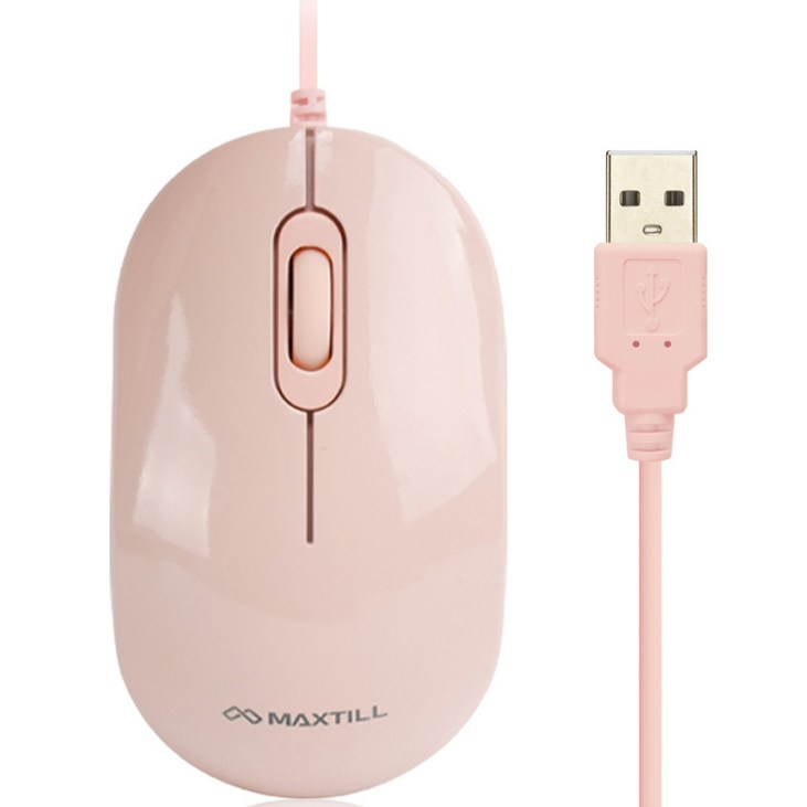 맥스틸 무소음 USB 마우스 MOM101U, MOM101U, 핑크