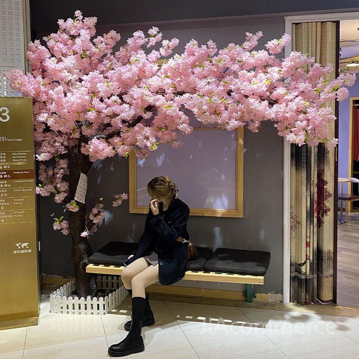 인조벚꽃 대형 조화나무 카페 매장 인테리어 기역자 장식 포토존 인스타감성, 3m x 2.5m