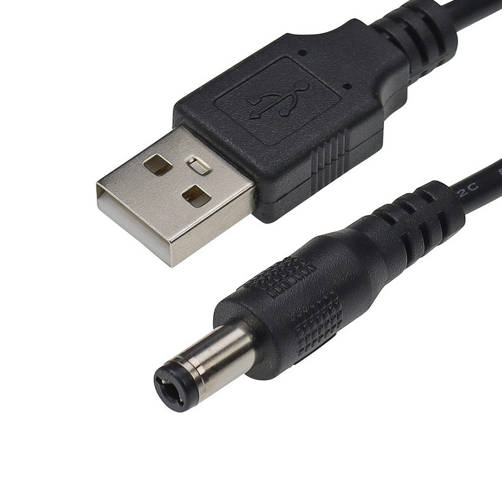 USB A타입 to DC 변환 케이블 외구경 5.5mm 내구경 2.1mm 컨버터 공유기 셋톱박스 전화기 다양한 전자기기용 충전 지원 케이블, 100cm, 1개