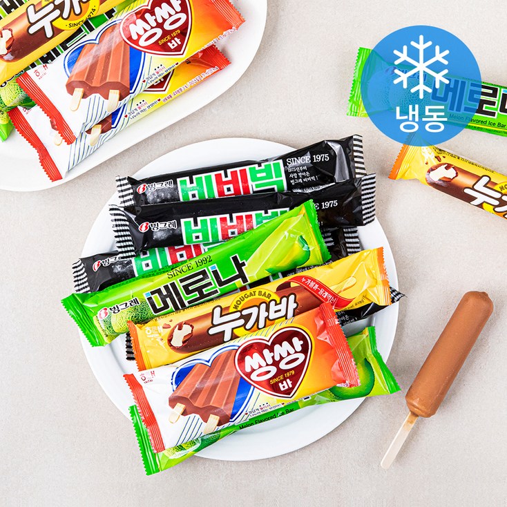 빙그레 베스트 컬렉션 메로나 5개입 비비빅 5개입 누가바 5개입 쌍쌍바 5개입 세트 냉동, 1.45L, 1세트